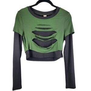 Romwe Destroyed Cropped Knit Top New With Tag Sz Medium Grunge Y2K Streetwear